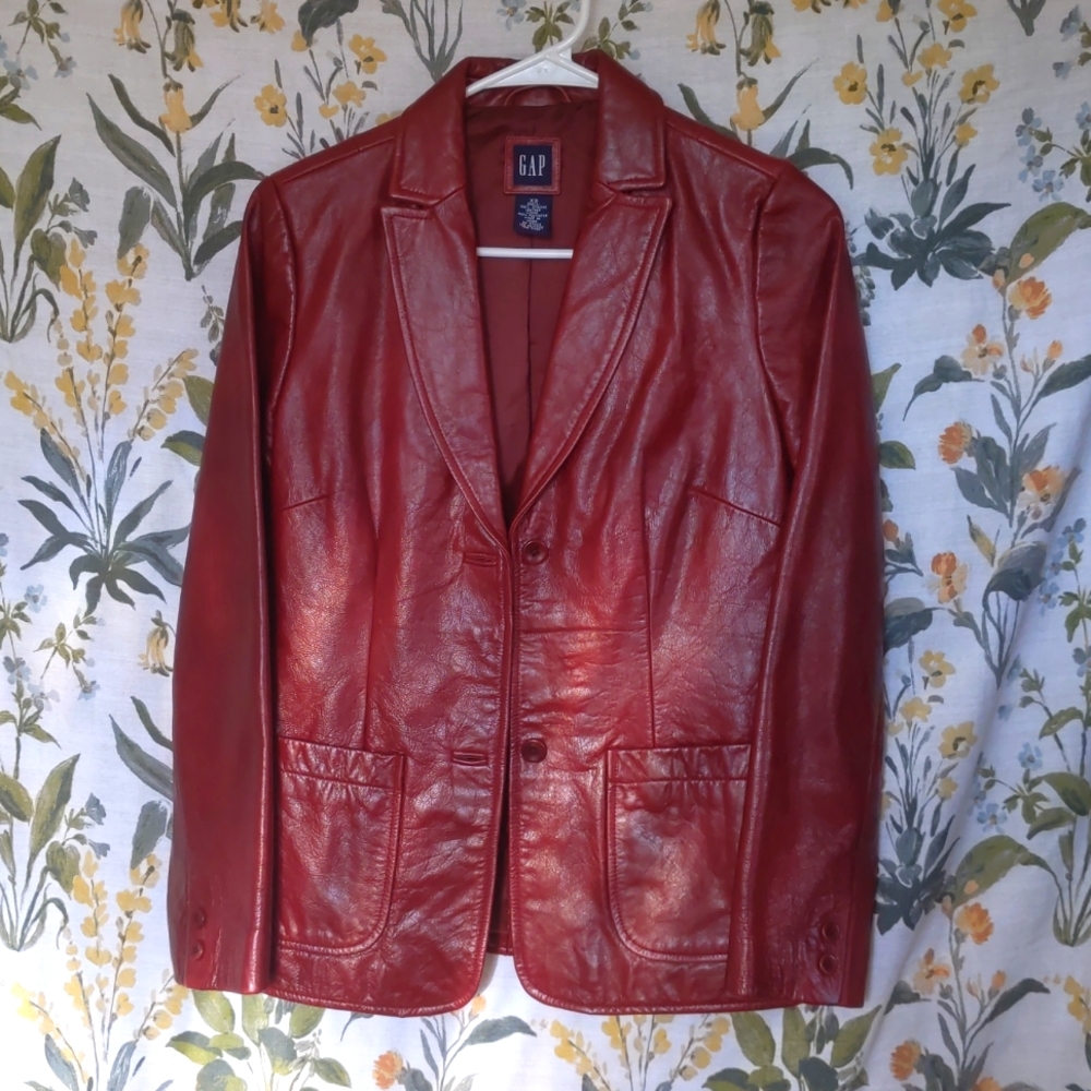 Gap vintage genuine leather wine red jacket